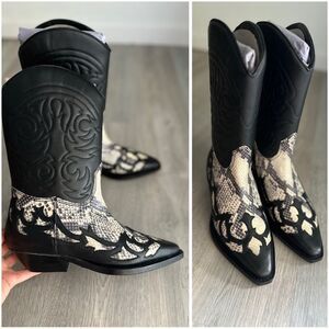 Mango Leather Cowboy Boots New in Box